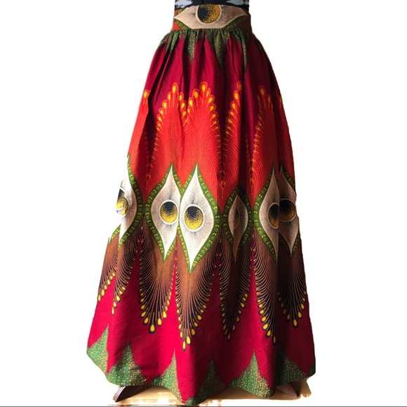 Hand Crafted Dresses & Skirts - Handmade African batik maxi skirt 31 W